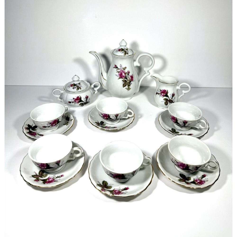 Vintage Japan Ceramic Ucagco Tea Set Floral Cups Saucers Teapot Creamer Sugar